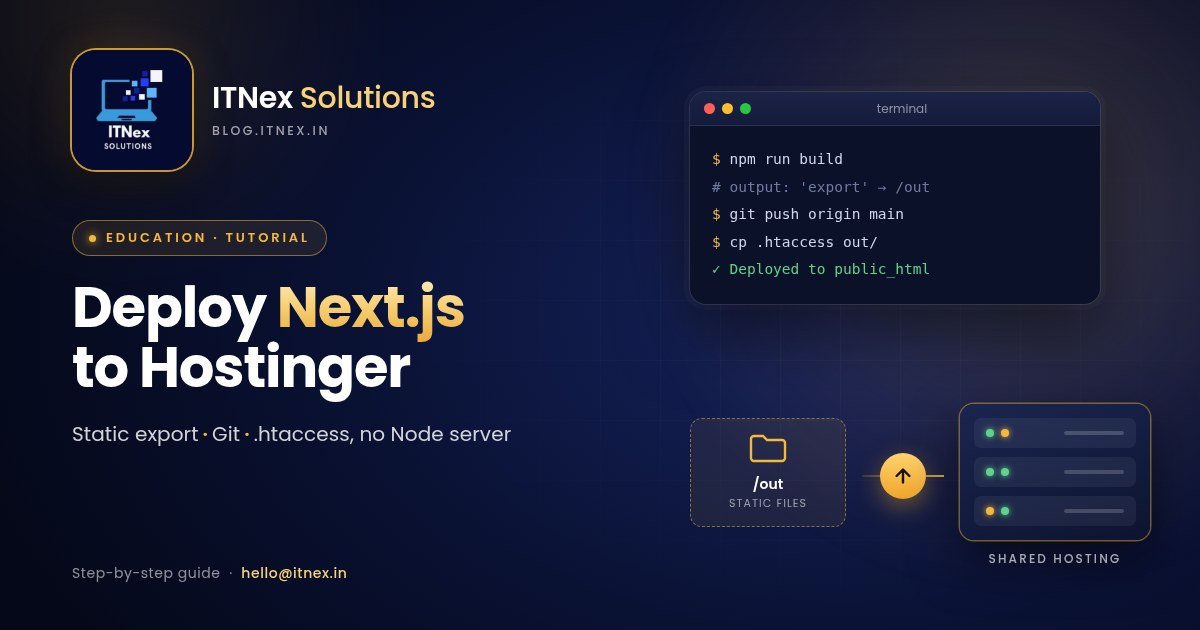 How to Deploy a Next.js Static Site to Hostinger Shared Hosting (No Node Server Needed)
